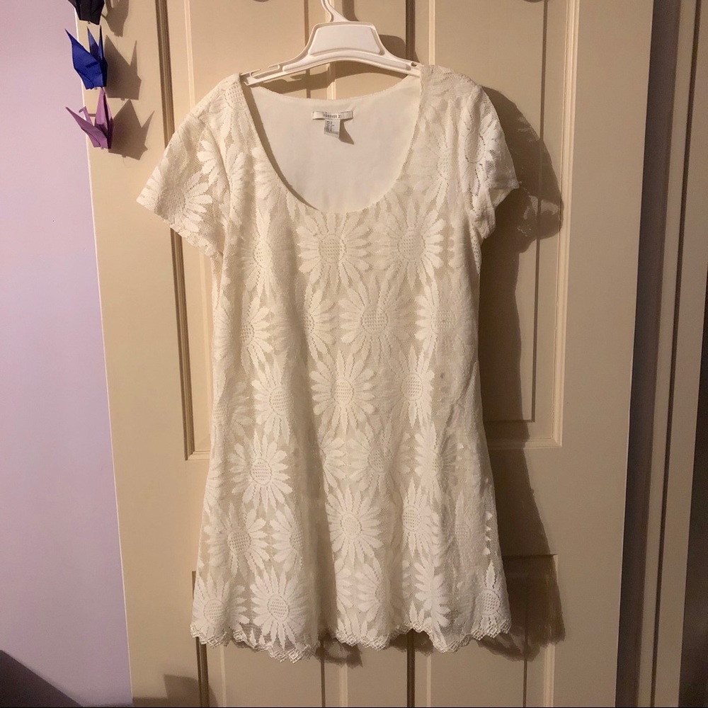 White Lace Flower Babydoll Dress